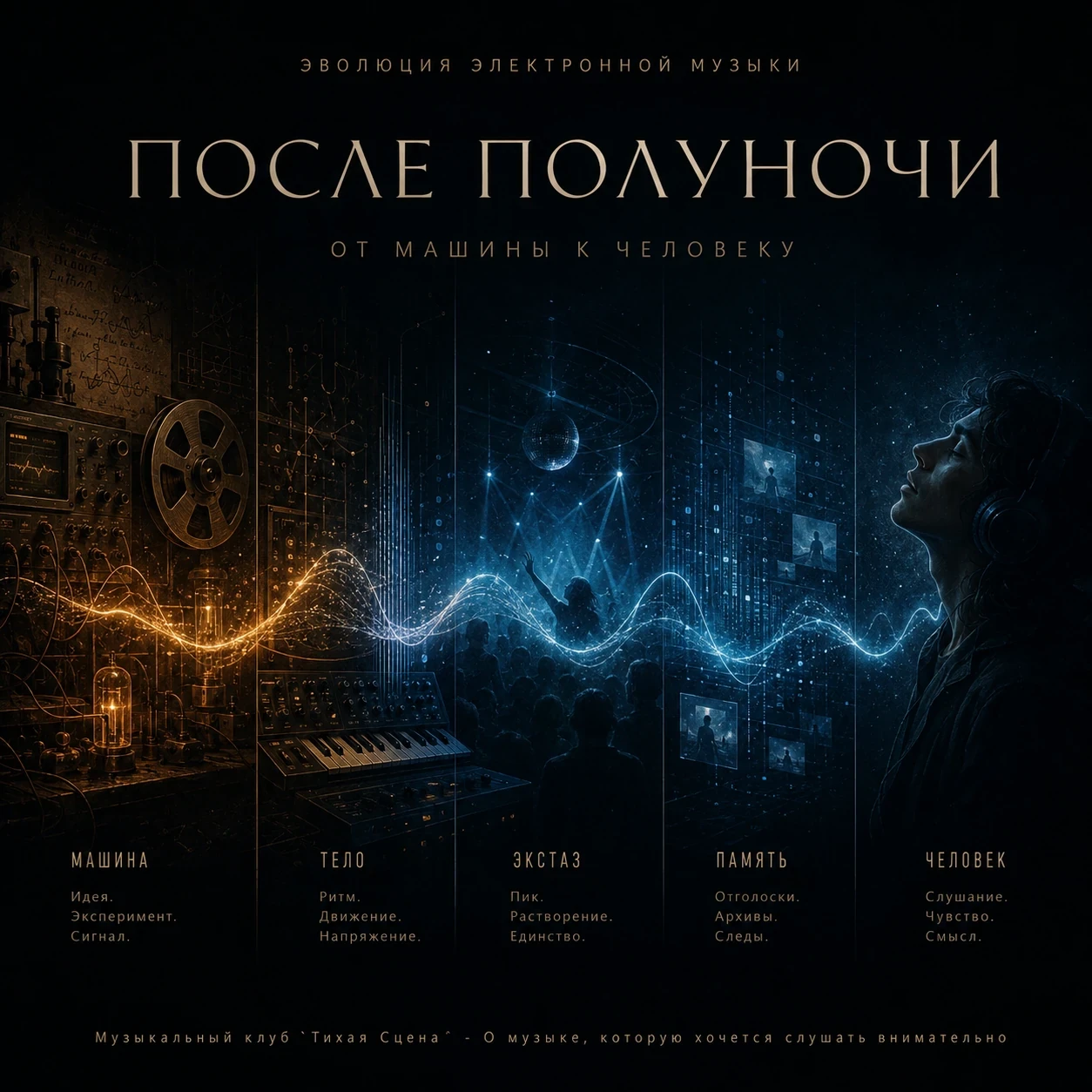 После полуночи. Эволюция электронной музыки, от машины к человеку.